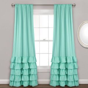 Lush Decor - Set of 2 (84"x40") Allison Ruffle Rod Pocket Light Aqua